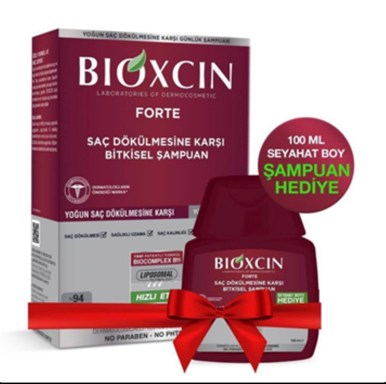 شامپو ضد ریزش و تقویت مو گیاهی بیوکسین BIOXCIN اصل مدل فورت قرمز حجم 300 میل + هدیه ۱۰۰ میل مناسب انواع مو
