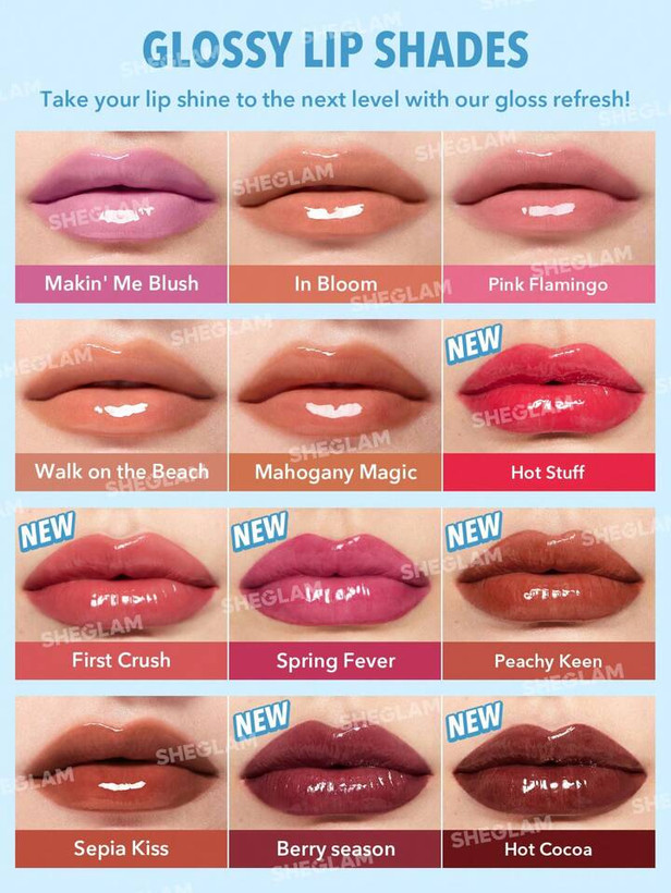لیپ گلاس پلامپر شیگلم مدل Pout-Perfect Shine رنگ FIRST CRUSH و رنگ HOT STUFF