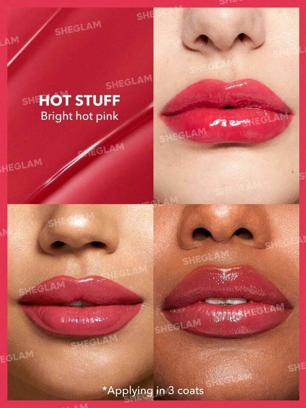 لیپ گلاس پلامپر شیگلم مدل Pout-Perfect Shine رنگ FIRST CRUSH و رنگ HOT STUFF