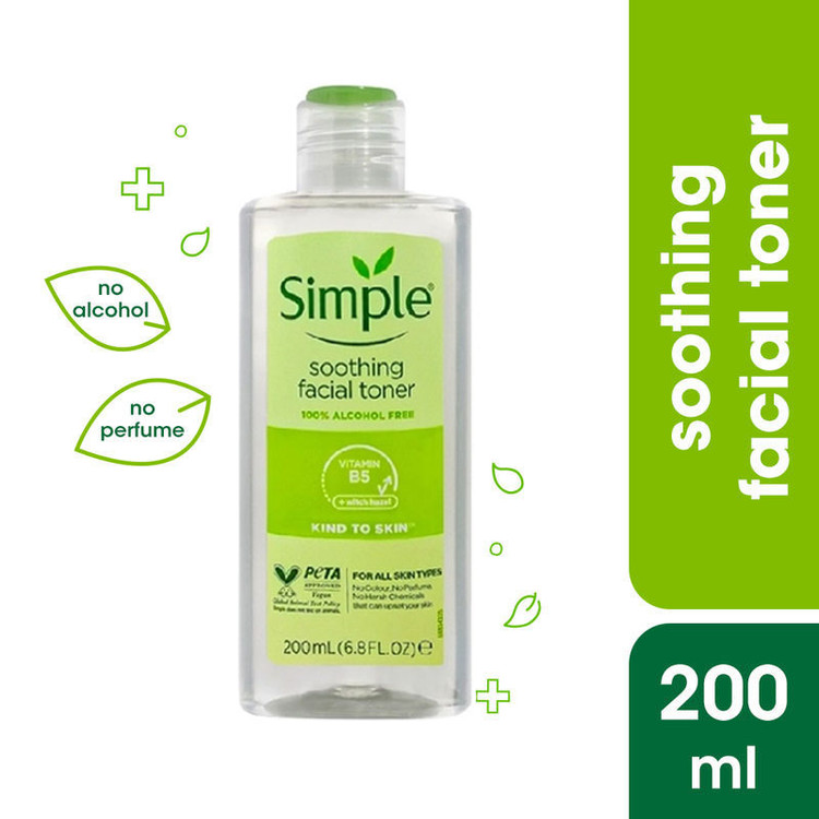 تونر آرامش بخش صورت سیمپل simple مدل Soothing Facial Toner مناسب انواع پوست حجم 200 میل