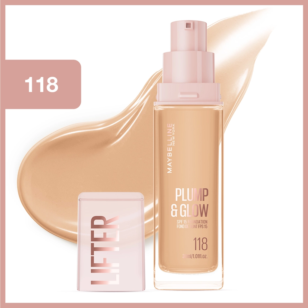کرم پودر لیفتر میبلین Maybelline مدل Lifter Plump & Glow شماره 118