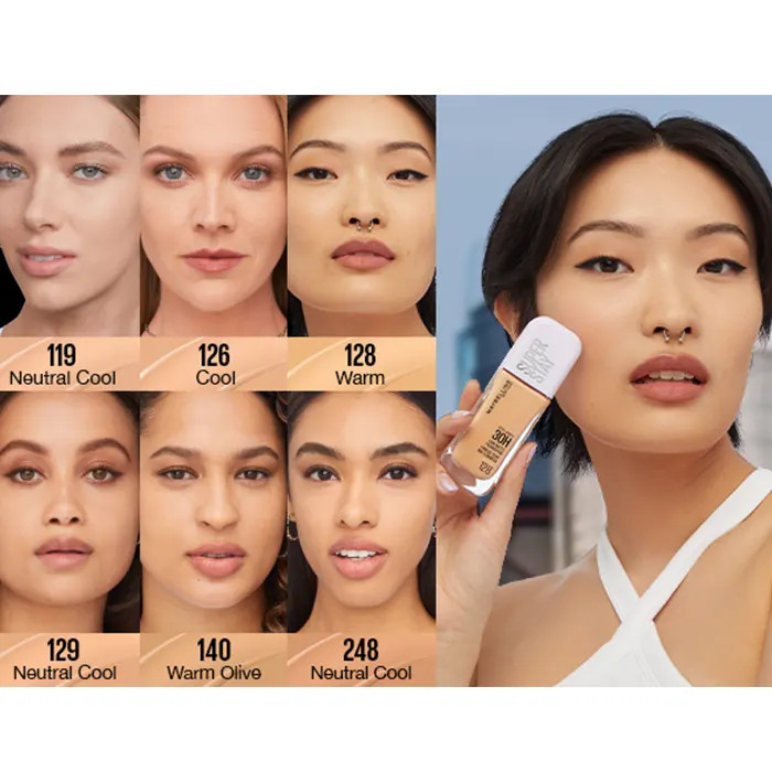 کرم پودر شماره 129 لومی مات Maybelline مدل سوپر استی 30 ساعته